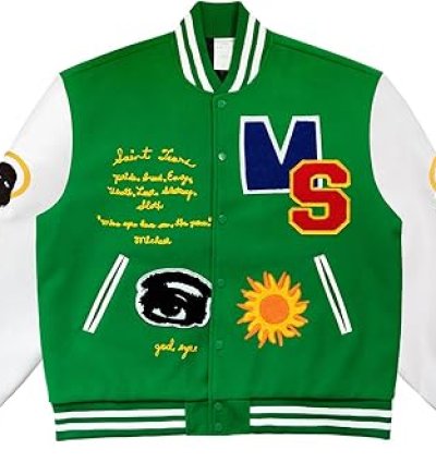 Saint Tears Men Saint Savior Graphic Print Varsity Jacket Vintage Baseball Jackets streetwear Coats