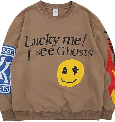 DONCARE Men Graphic Sweatshirts Vintage Printing Sweatshirt Cotton Loose Crewneck Hoodies Pullover